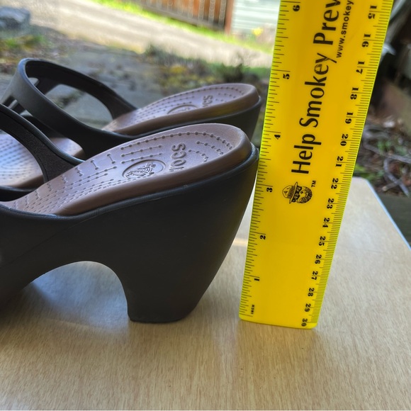 CROCS Cyprus II Espresso Brown Open Toe Slip On Heels Sz 9 - Picture 12 of 12